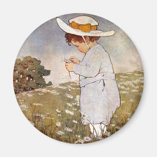 Aimant Fleurs de marguerites de cueillette d'enfants anti (Devant)