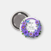 Aimant Fleurs de mariage cadre circulaire (Recto/Verso)