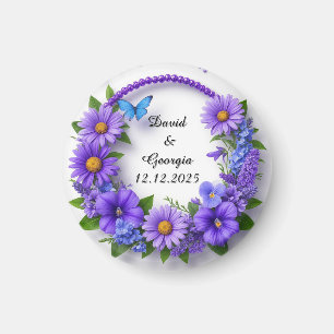 Aimant Fleurs de mariage cadre circulaire