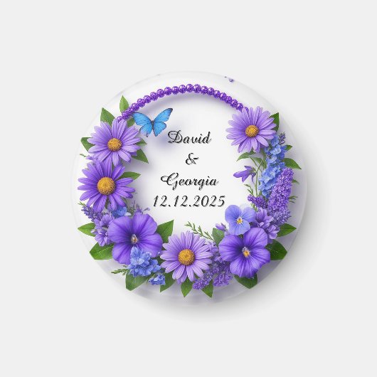 Aimant Fleurs de mariage cadre circulaire (Devant)