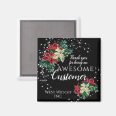 Aimant Fleurs de Noël pour Appréciation Client Noir (Recto/Verso)