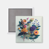 Aimant Fleurs de papier coupé coloré (Recto/Verso)
