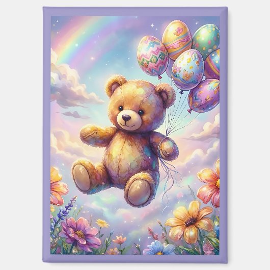 Aimant ~ Fleurs de Pâques en Teddy et Œufs~ (Recto)
