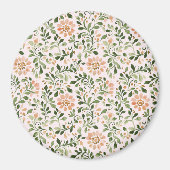 Aimant Fleurs de Pêche Rose Feuilles Vertes (Devant)