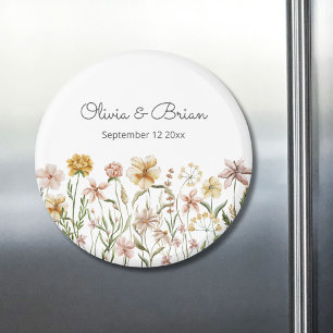 Aimant Fleurs de prairie sauvage aquarelle personnalisées