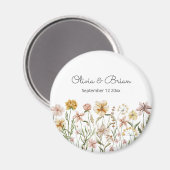 Aimant Fleurs de prairie sauvage aquarelle personnalisées (Recto/Verso)