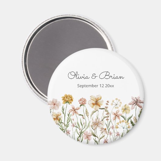 Aimant Fleurs de prairie sauvage aquarelle personnalisées (Recto/Verso)