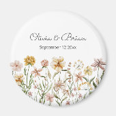 Aimant Fleurs de prairie sauvage aquarelle personnalisées (Devant)