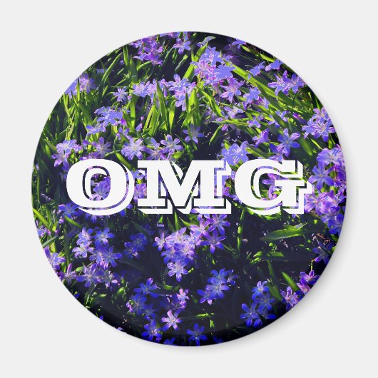 Aimant Fleurs de printemps de Squill Bleu avec vos lettre (Devant)