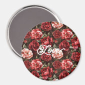 Aimant Fleurs de rose rose rouge (Recto/Verso)