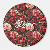 Aimant Fleurs de rose rose rouge (Devant)