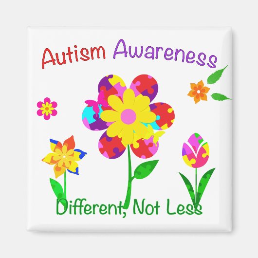 Aimant Fleurs de sensibilisations sur l'autisme (Devant)