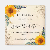 Aimant Fleurs de soleil d'anniversaire eucalyptus or enre (Devant)