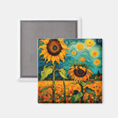 Aimant Fleurs de soleil dans le jardin (Recto/Verso)