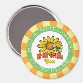 Aimant Fleurs de soleil et abeilles de nièce (Recto/Verso)
