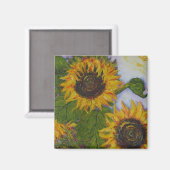 Aimant Fleurs de soleil jaunes par Paris Wyatt Llanso (Recto/Verso)