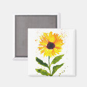 Aimant Fleurs de tournesol jaunes aquarelle (Recto/Verso)