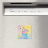 Aimant Fleurs de vase pastel Papillon Art (In Situ (Lave-vaisselle))