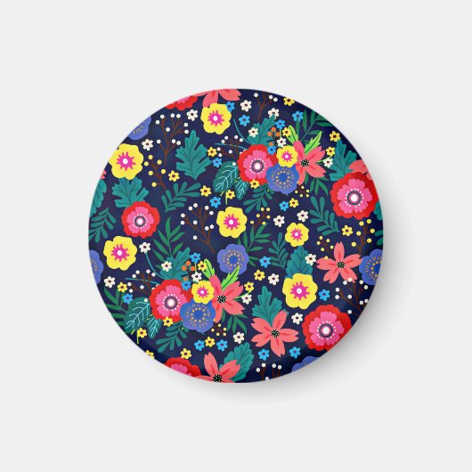 Aimant Fleurs décoratives Feuilles Arrière - plan noir (Devant)