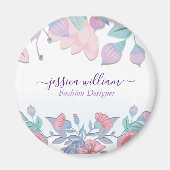 Aimant Fleurs d'hortensias bleus aquarelle chic moderne (Devant)