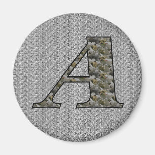 Aimant Fleurs d'hydrangea avec initiale de monogramme A