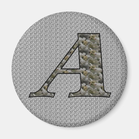 Aimant Fleurs d'hydrangea avec initiale de monogramme A (Devant)