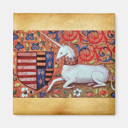 AIMANT FLEURS D'IMAGINAIRES UNICORNES ET MÉDIÉVAUX, MOTIF (Devant)