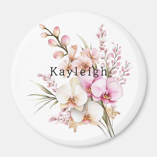 Aimant Fleurs d'orchidée rose tropicale (Devant)