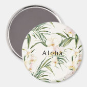 Aimant Fleurs d'orchidées blanches tropicales   (Recto/Verso)