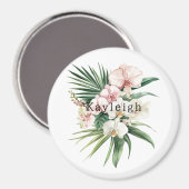 Aimant Fleurs d'orchidées tropicales roses (Recto/Verso)