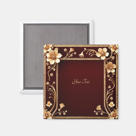 Aimant Fleurs Dorées Bourgogne (Recto/Verso)