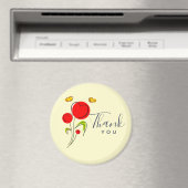 Aimant Fleurs du Coeur Rouge mignonnes Merci d'illustrati (In Situ (Lave-vaisselle))