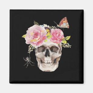 Aimant Fleurs du crâne Araignée papillon Halloween Cadeau