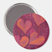 Aimant Fleurs épaisses, coeurs floraux, rose, rouge & ora (Recto/Verso)