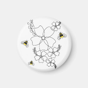 Aimant Fleurs et bourdons dans un style minimaliste