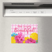 Aimant Fleurs et Gingham Rose (In Situ (Lave-vaisselle))