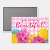Aimant Fleurs et Gingham Rose (Recto/Verso)