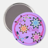 Aimant Fleurs et papillons (Recto/Verso)