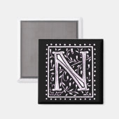 Aimant Fleurs et points Monogramme "N" (Recto/Verso)