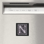 Aimant Fleurs et points Monogramme "N" (In Situ (Lave-vaisselle))