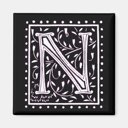 Aimant Fleurs et points Monogramme "N" (Devant)