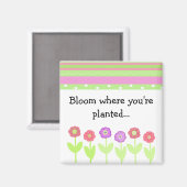 Aimant Fleurs et rayures avec citation (Recto/Verso)