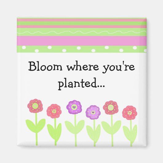 Aimant Fleurs et rayures avec citation (Devant)