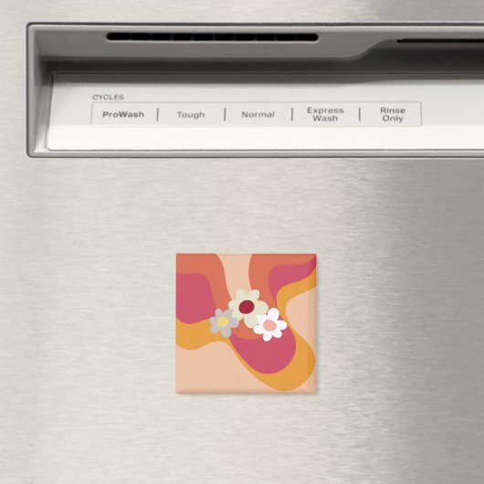 Aimant Fleurs et vagues de style rétro (In Situ (Lave-vaisselle))