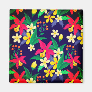Aimant Fleurs Exotiques Colorées Motif Feuilles-23021