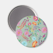 Aimant Fleurs folkloriques aquarelles - personnalisables (Recto/Verso)