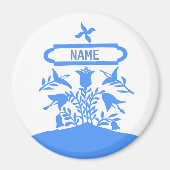 Aimant Fleurs hollandaises bleues, ajouter des noms (Devant)