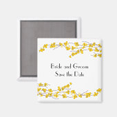 Aimant Fleurs Jaune Doré Sauvegarder la Date (Recto/Verso)