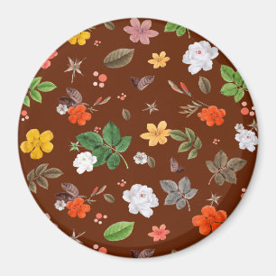 Aimant Fleurs jaunes et roses blanches 12