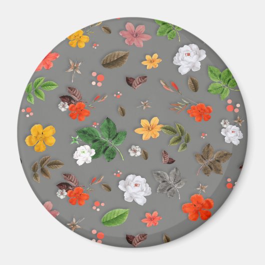 Aimant Fleurs jaunes et roses blanches 16 (Devant)